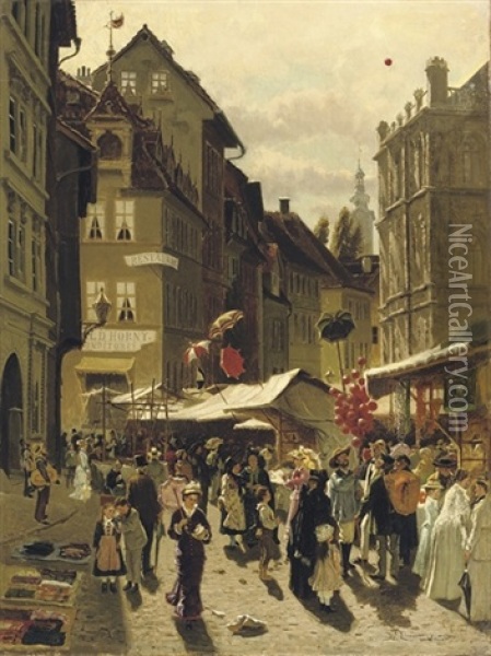 A Festive Day Oil Painting - Wilhelm Carl August Zimmer