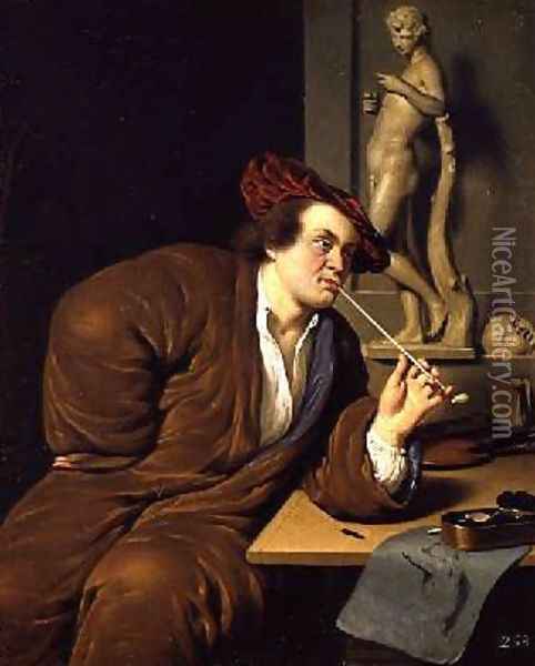 Smoker possibly a self portrait 1688 Oil Painting - Frans van Mieris