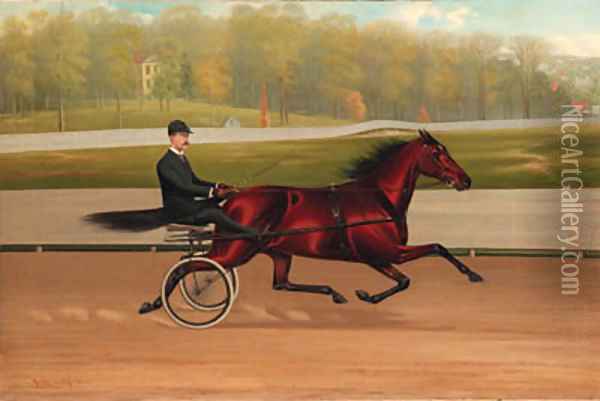 Count Weeks with Trotter in Old Fleetwood Park Oil Painting - John McAuliffe