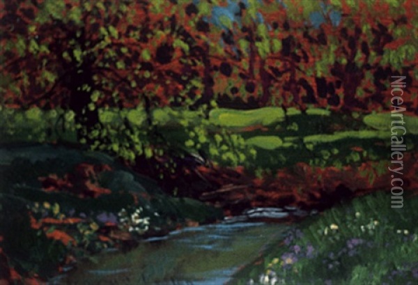 Green Pool Oil Painting - Francis Hans Johnston