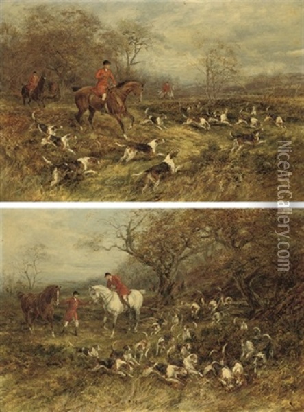 Gone To Cover (+ The Kill; Pair) Oil Painting - Heywood Hardy