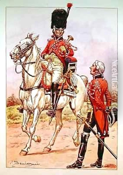 Bugler of the elite cavalry of the Imperial Guard Oil Painting - P. Benigni