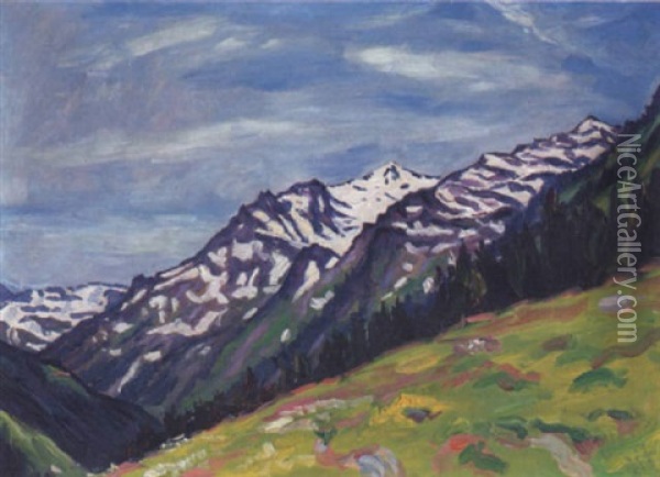 Hochgebirge Bei Windegg Oil Painting - Friedrich Wilhelm Mook