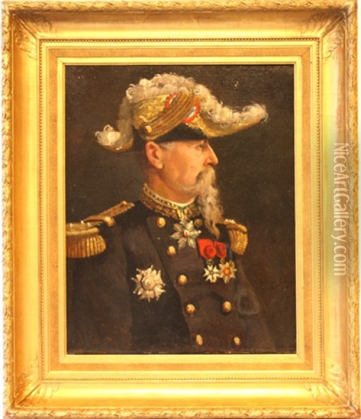 Personnage Important De L'armee En Costume Portant Ses Decorations Officielles Oil Painting - Eugene Chigot