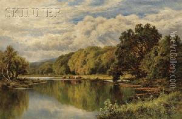 The Thames Looking Toward Henley Oil Painting - Henry Hillier Parker