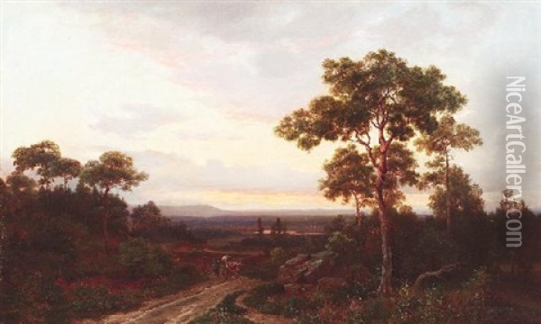 Weite Sommerliche Landschaft Im Abendrot Oil Painting - Fuerchtegott Thessel