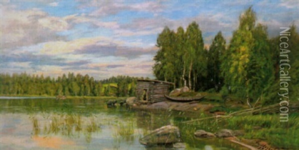 Jarvimaisema Oil Painting - Elias Muukka