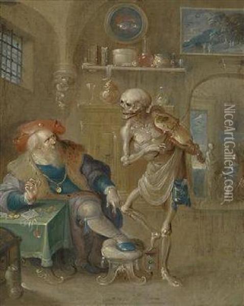 Death Playing The Violin Oil Painting - Frans II Francken