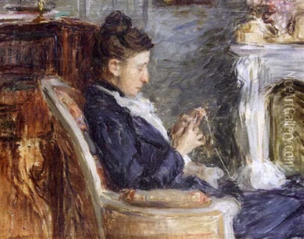 Madame Adele, Amie De La Famille Du Peintre Oil Painting - Norbert Goeneutte
