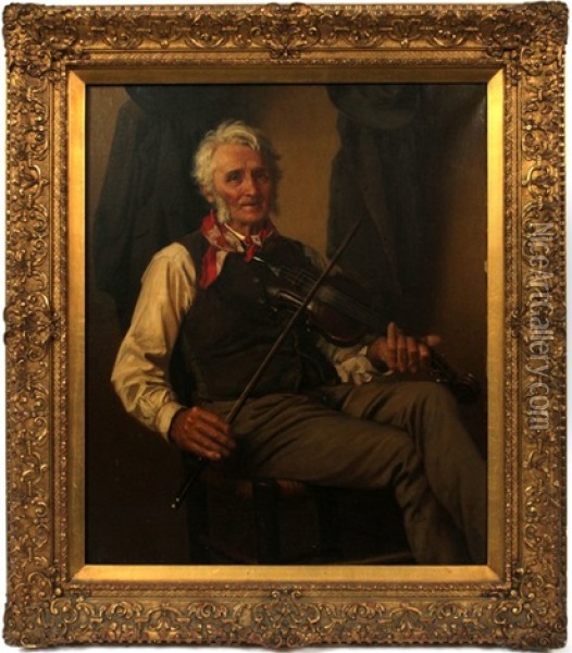 The Old Fiddler Oil Painting - John George Brown