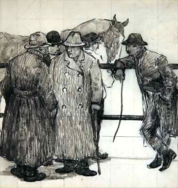 Study for the Horse Dealers Oil Painting - Robert Polhill Bevan