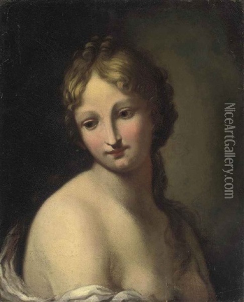 Young Girl En Deshabille In A White Chemise (study) Oil Painting - Jacopo Amigoni