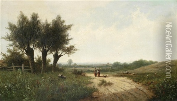 A View Near Windsor Oil Painting - Hendrik Pieter Koekkoek