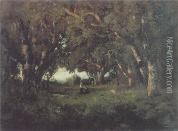 Two Figures In The Woods Oil Painting - William Keith