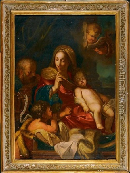 La Sainte Famille Oil Painting - Charles Le Brun