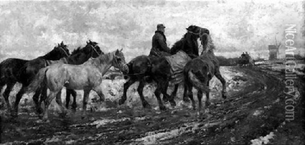 Der Pferdehandler Oil Painting - Georg Karl Koch
