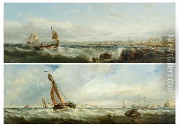 A Dutch Vessel Off Portsmouth From Ship Buoy Oil Painting - Edwin Hayes