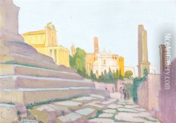 Vue Du Forum Romain Depuis La Curie Oil Painting - Maurice Denis