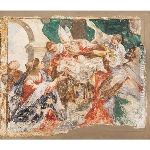 La Presentazione Al Tempio Oil Painting - Valerio Castello