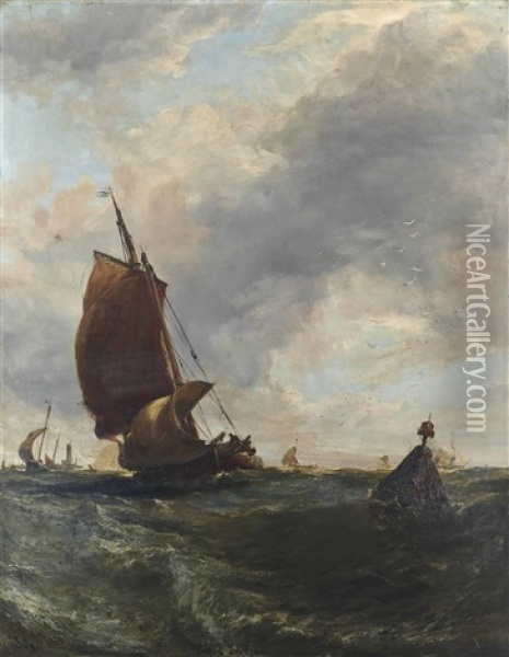 Running Home On The Tide Oil Painting - Edwin Hayes