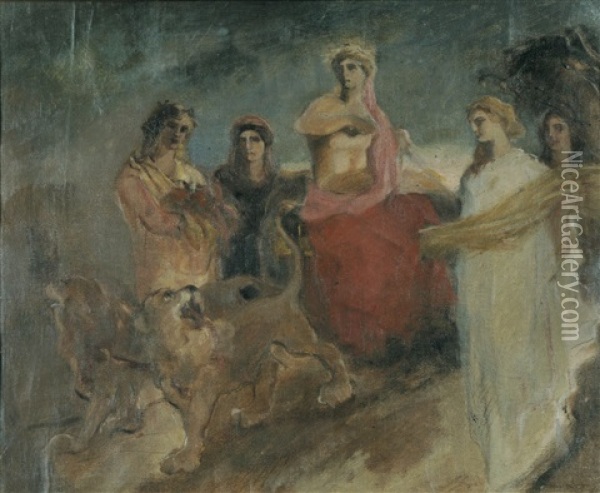 Mythologische Scene Met Leeuwen Oil Painting - James Ensor