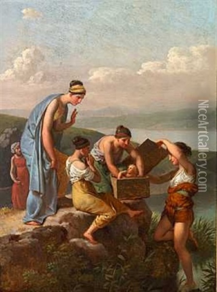 Moses Findes Af Faraos Datter Oil Painting - Christoffer Wilhelm Eckersberg