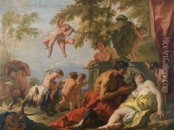 Satyre Reconfortant Une Nymphe Oil Painting - Sebastiano Ricci