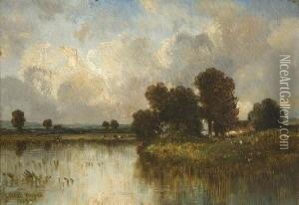 Flusslandschaft. Oil Painting - Leon Victor Dupre