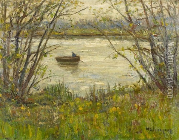 Angler Auf Einem See Oil Painting - Helmuth Liesegang