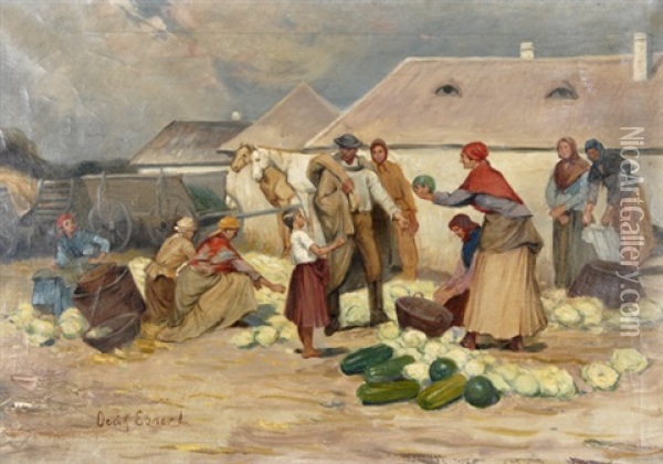 Melonenverkauferin Oil Painting - Lajos Deak Ebner