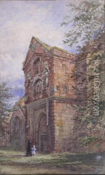 North Porch, Abbey Church, Shrewsbury Oil Painting - Emily Cecilia Sissy Hay