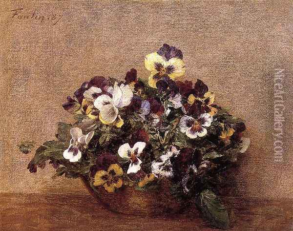 Pansies I Oil Painting - Ignace Henri Jean Fantin-Latour